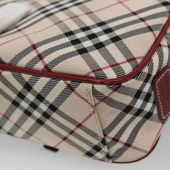 BURBERRY Nova Check Blue Label Shoulder Bag Nylon Beige Red Silver Auth BA669 - Picture 15 of 16